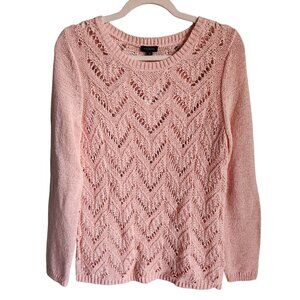 Talbots Sweater Women's Medium Pink Open Knit Pullover Crew Neck NEW
